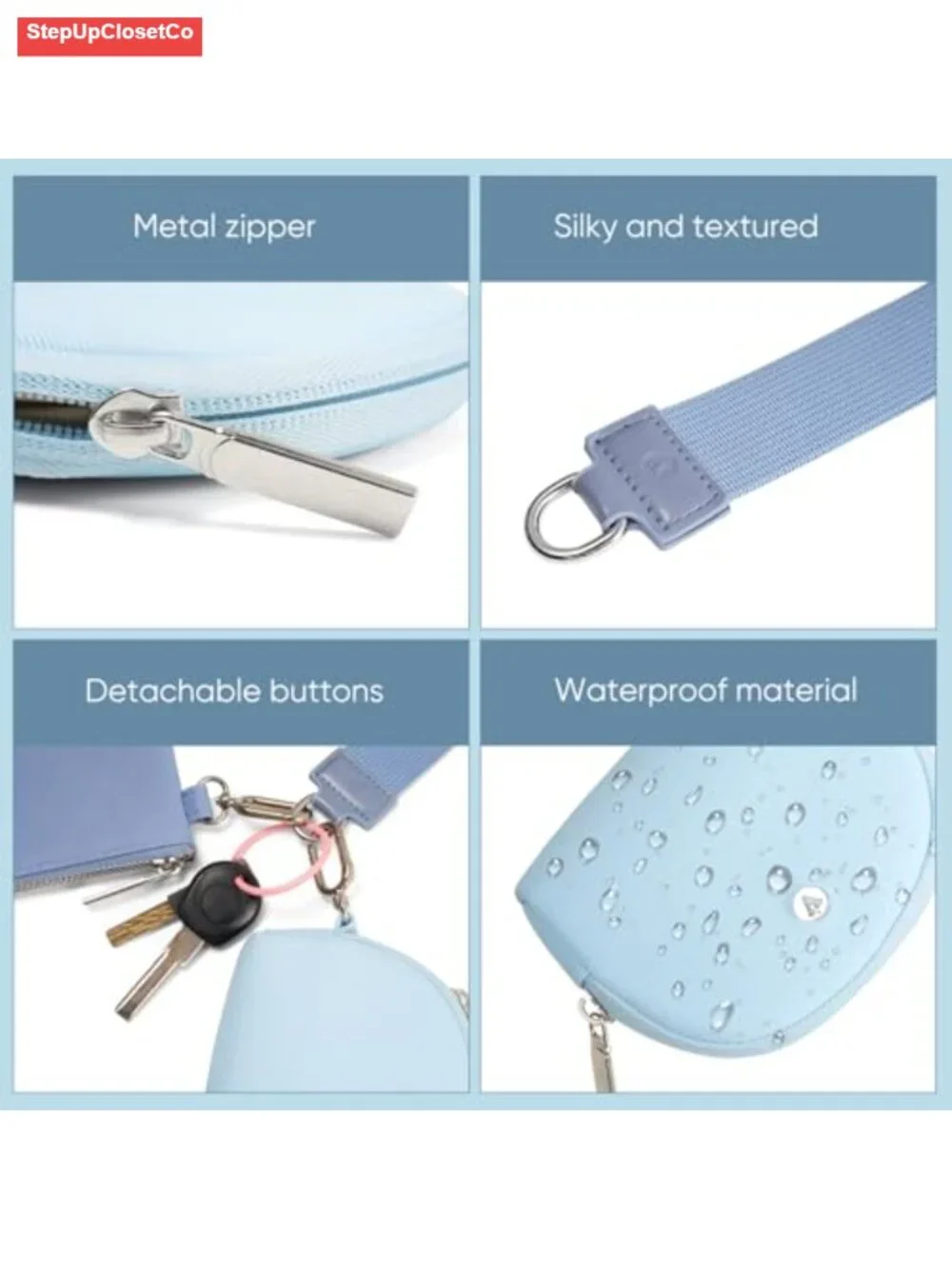 Keychain Wallet Wristlet for Women Mini Zip Dual Pouch Coin Purse with Nylon
